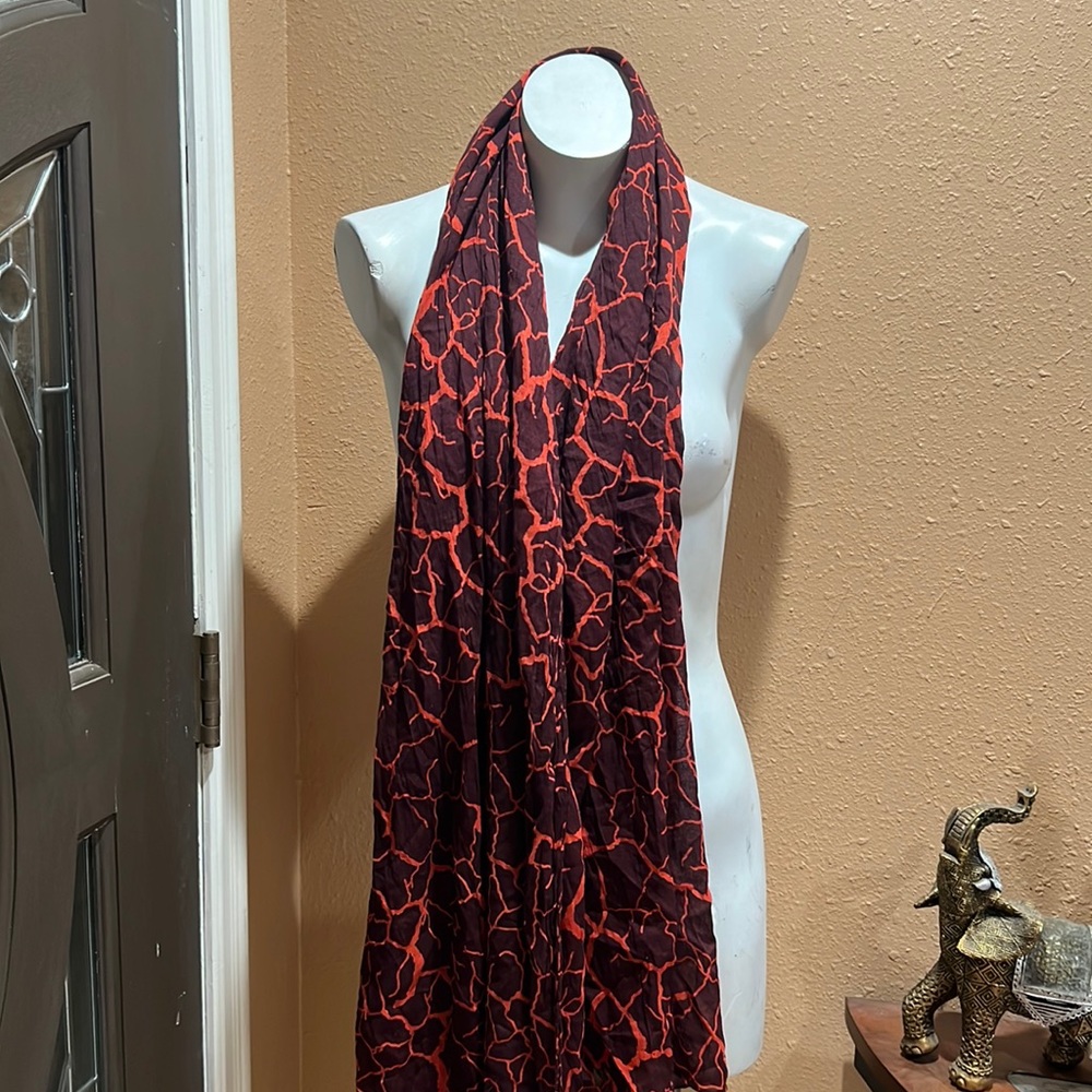 Pieces orange print scarf